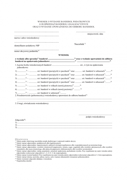 WowBP Wniosek o wydanie banderol podatkowych lub sprzedaż banderol leg...